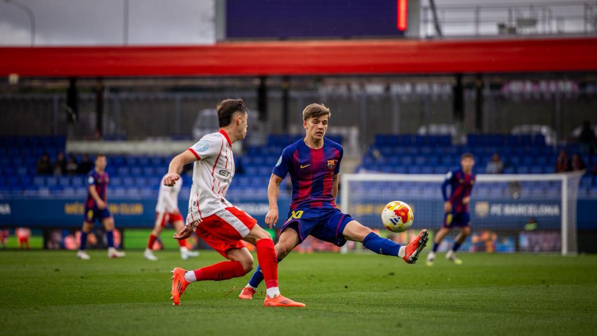 Juan Hernández en el derbi de filiales contra el Girona B