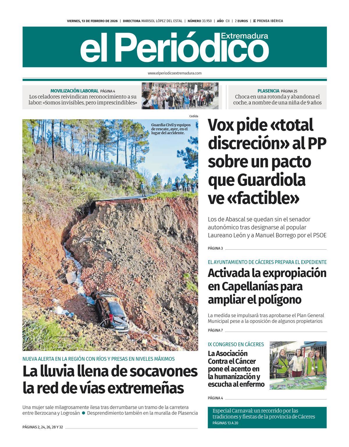 Consulta la portada correspondiente al día 13 de febrero de 2026