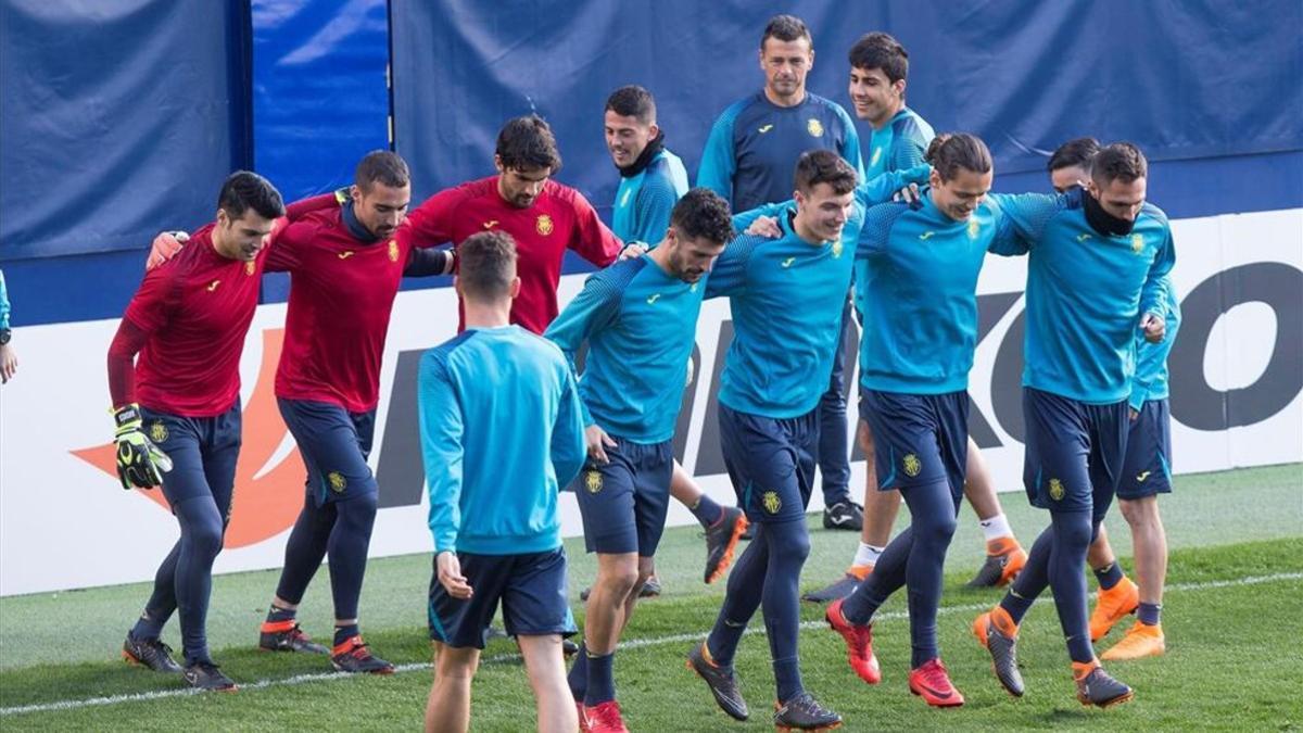 El Villarreal, en su último entrenamiento en la Ciudad Deportiva