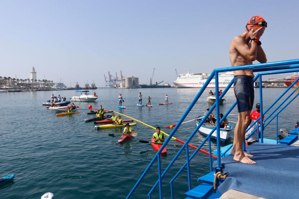 Este domingo se ha celebrado la 60ª edición de la Travesía a Nado del Puerto de Málaga, en la que han participado casi medio millar de nadadores