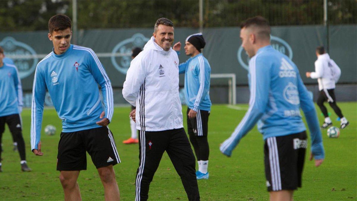 Óscar, trabajando con el Celta