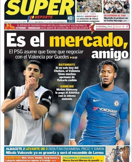 Portada SUPERDEPORTE jueves 9 de agosto de 2018