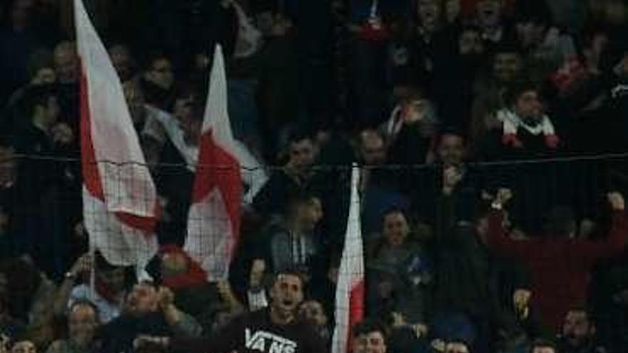 El Sevilla celebra un gol.