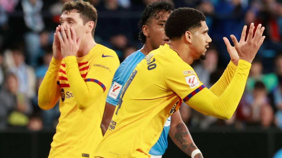 Araujo, durante el Celta-Barça en Balaídos