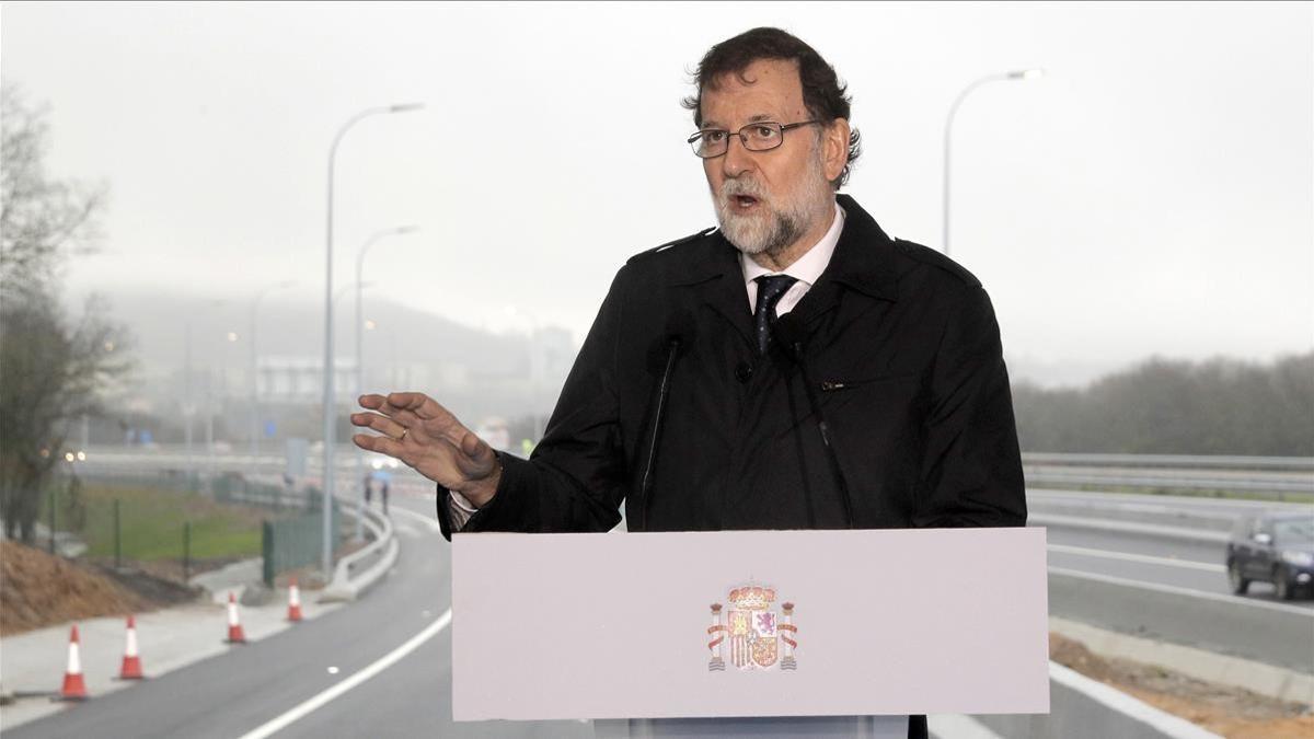 El presidente del Gobierno, Mariano Rajoy, durante su discurso en Santiago de Compostela.