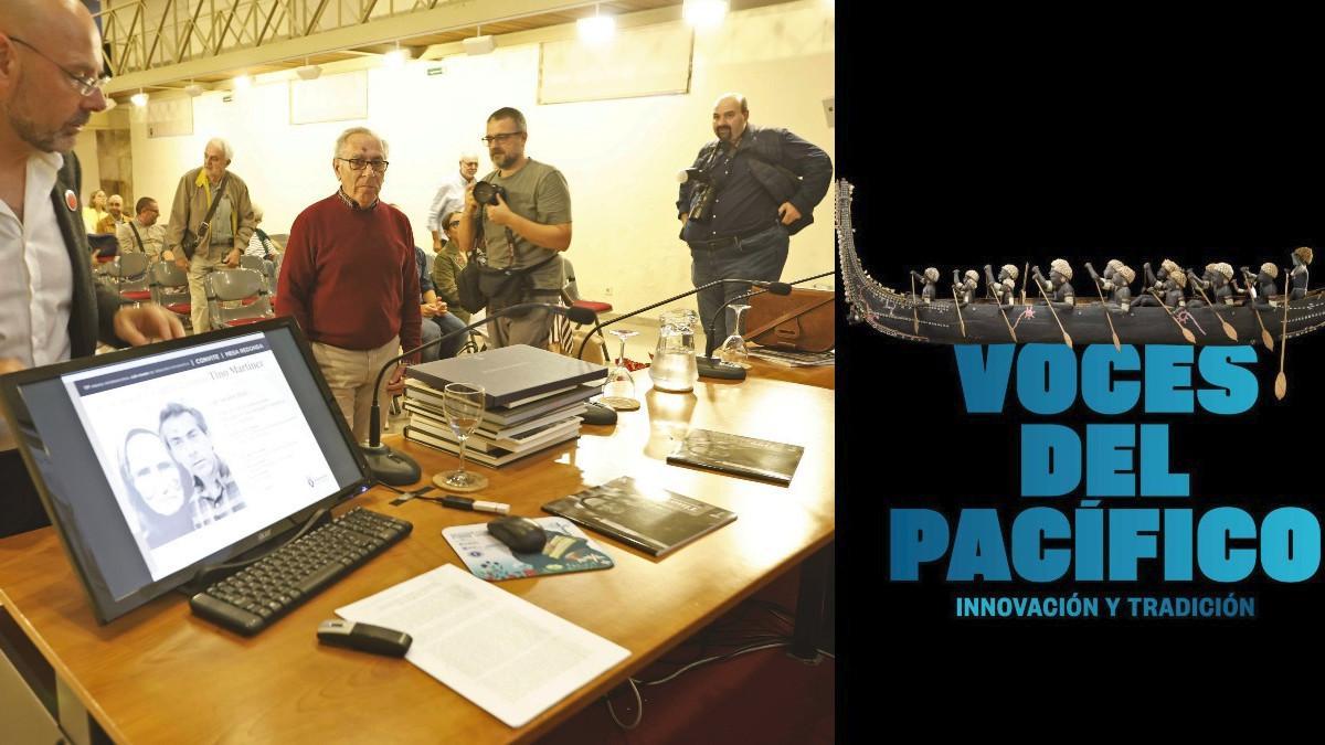 De rojo, en el centro, Tino Martínez. Al lado, Ango. Maqueta de tomoko (canoa bélica). Roviana, Islas Salomón, 1900-1920. Madera y concha. Oc1921, 1102.1. © The Trustees of the British Museum.