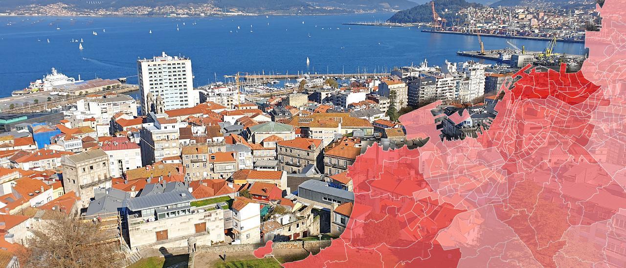 Imagen de fondo: Vista general de Vigo.