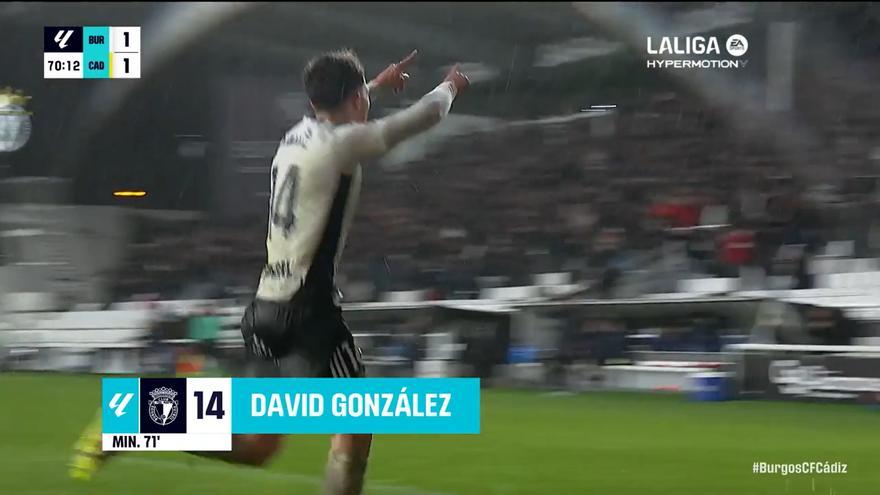 El 2-1 del Burgos en el Burgos 2-2 Cádiz de la jornada 36 de LaLiga Hypermotion