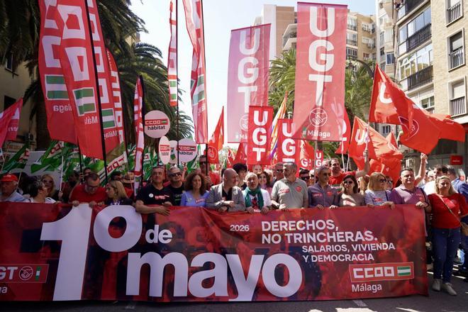 Los sindicatos celebran en Málaga la manifestación central por el Primero de Mayo