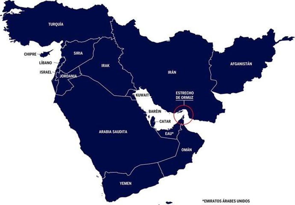 Mapa del estrecho de Ormuz