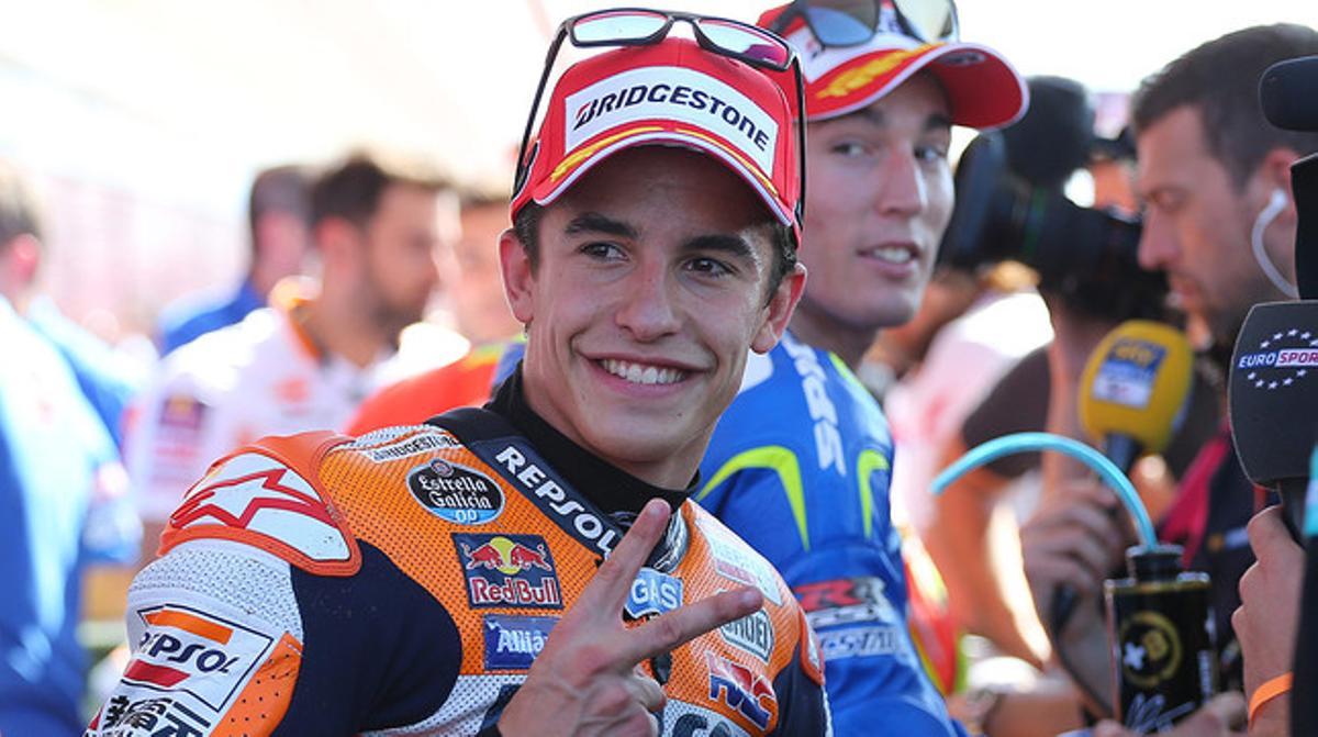 Marc Márquez, feliç després d’aconseguir la ’pole’ del GP d’Argentina, a Termas de Río Hondo. Marc Márquez, feliç després d’aconseguir la ’pole’ del GP d’Argentina, a Termas de Río Hondo.
