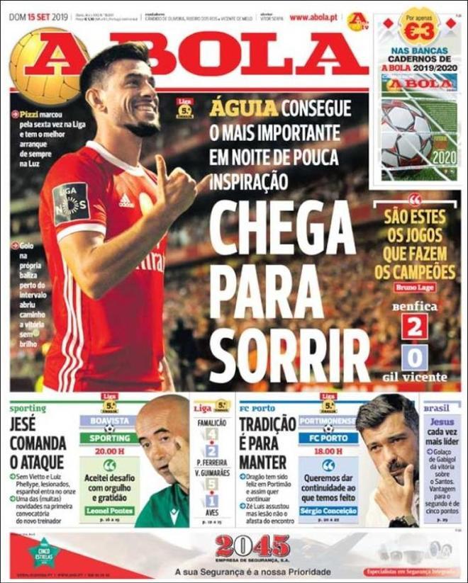 Portada de A Bola del 15 de septiembre de 2019