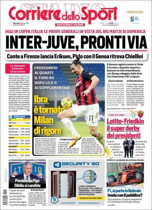 CORRIERE DELLO SPORT miércoles 13 enero 2021