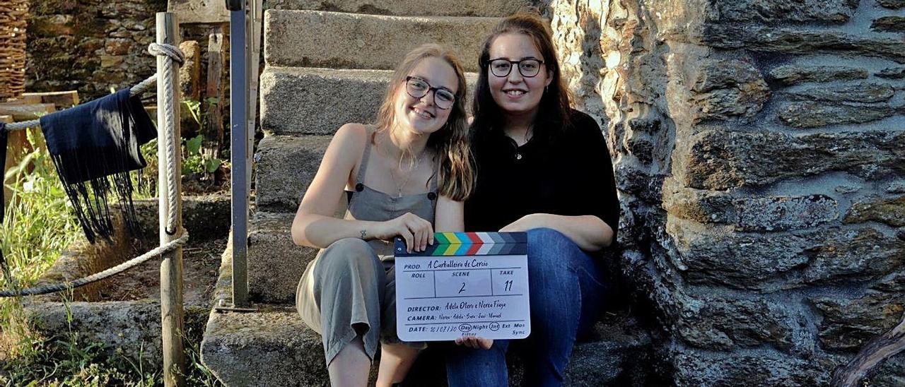 Adela Otero e Nerea Fiuza durante unha xornada de rodaxe do filme Miña Xoia.