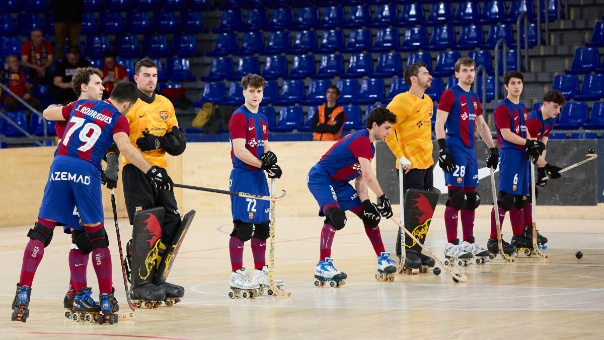 Los azulgranas, antes del partido