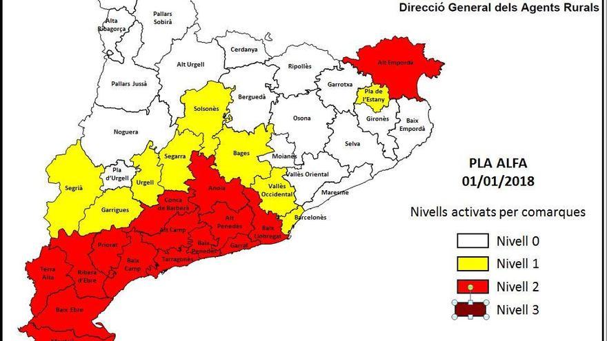 La sequera i la previsió de fort vent situen l&#039;Alt Empordà amb un alt risc d&#039;incendis