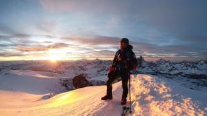 Sergi Mingote en la cumbre del Breithorn (Alpes), este mes de enero