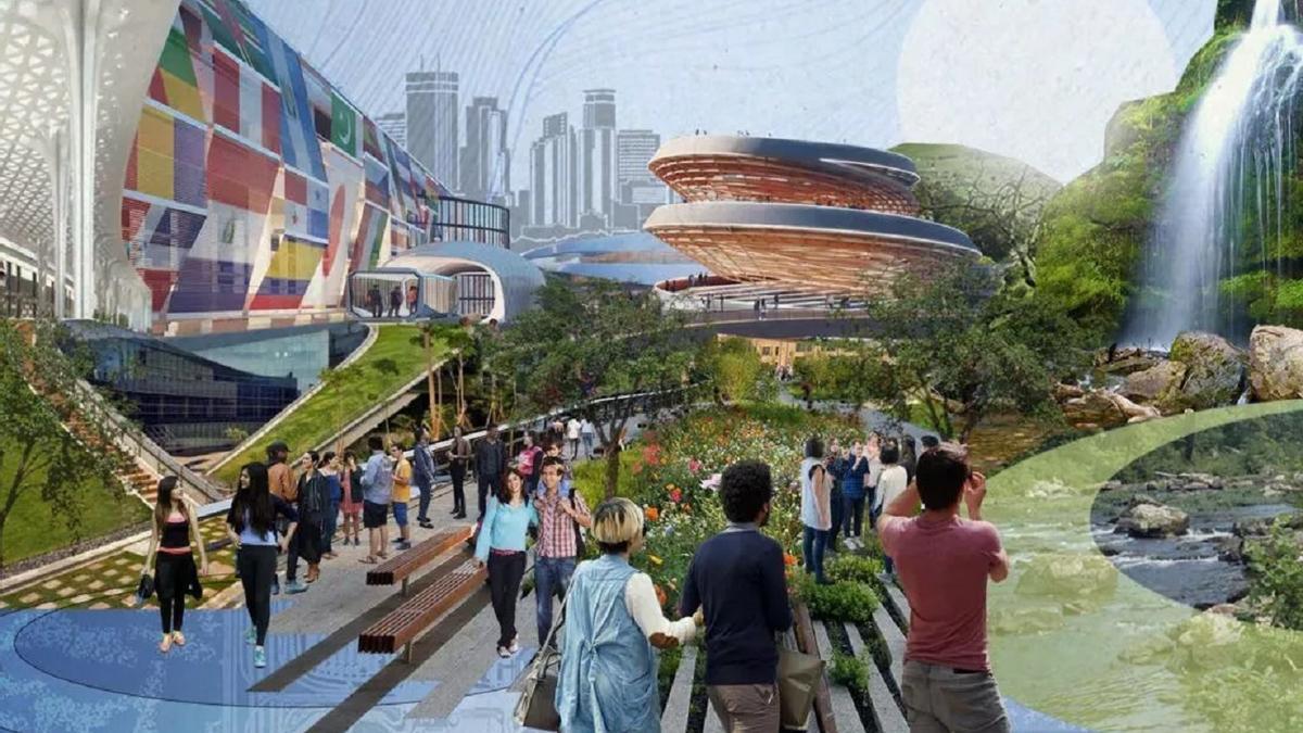 Infografía del recinto proyectado para la Expo 2027 en Bloomington, Minnesota.