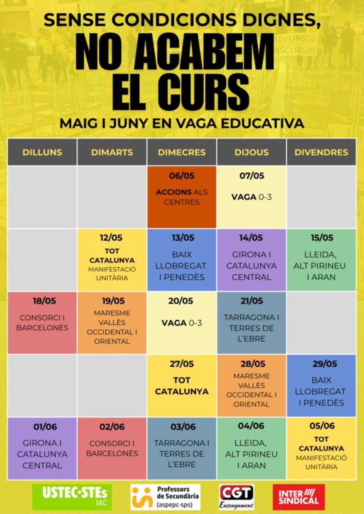 El calendari de mobilitzacions