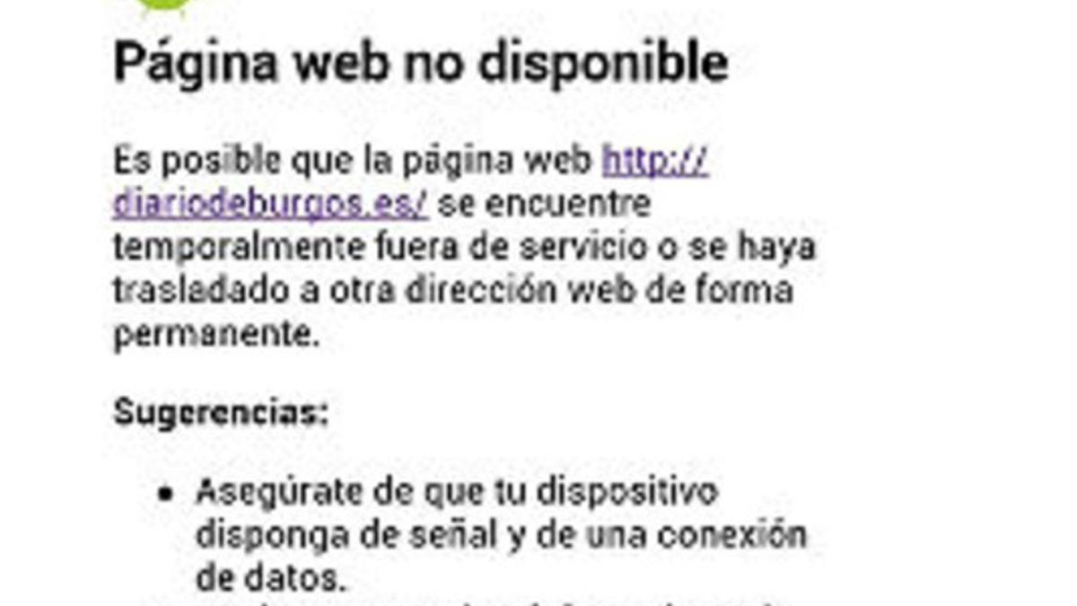 Captura de la web del 'Diario de Burgos', que ha sufrido problemas informáticos.