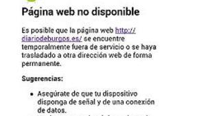 Captura de la web del ’Diario de Burgos’, que ha sufrido problemas informáticos.