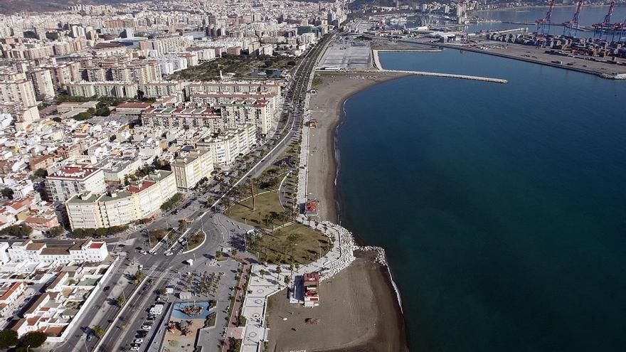 Vista aérea del Paseo de Poniente de Málaga.