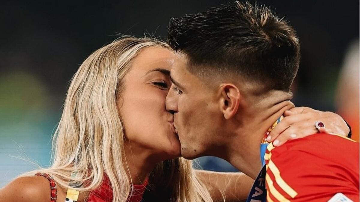Alice Campello y Álvaro Morata celebrando la victoria de la Eurocopa.