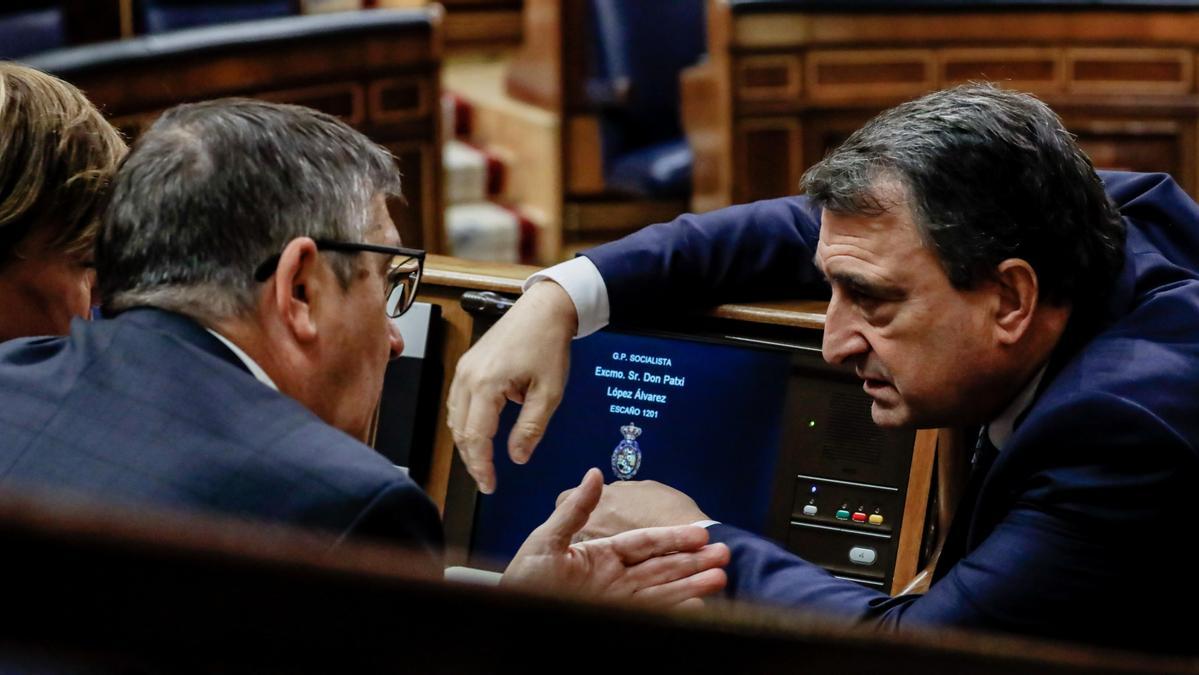 El proitavoz del PSOE en el Congreso, Patxi López, y el del PNV, Aitor Esteban.