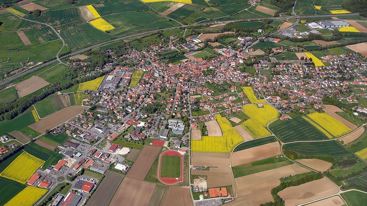 Vista aérea de Schesslitz, en Baviera (Alemania).