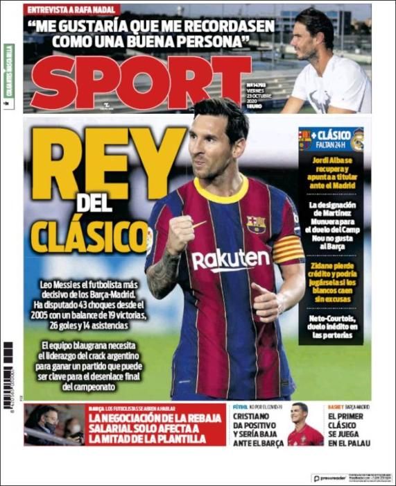 Portada SPORT viernes 23 octubre 2020