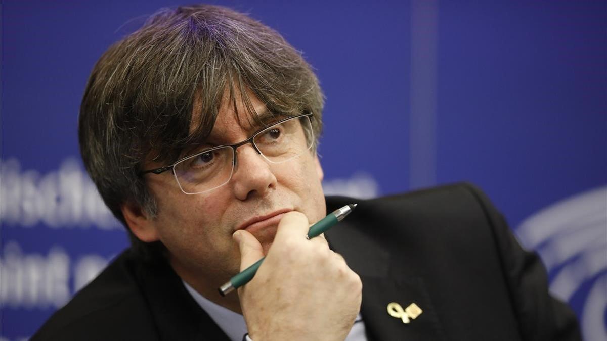 El 'expresident' de la Generalitat Carles Puigdemont el 13 de enero del 2020, en el Parlamento Europeo.