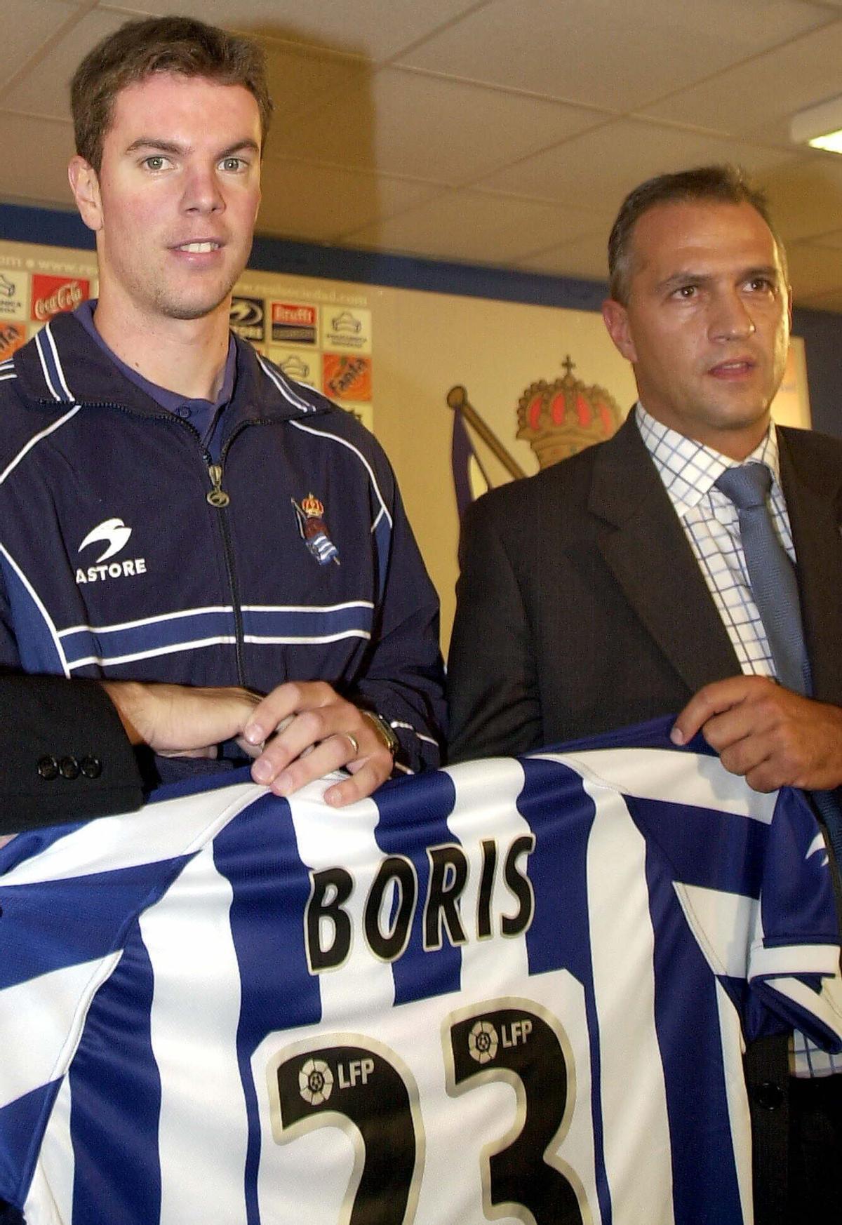 Boris, con José Luis Astiazarán, presidente de la Real Sociedad en 2002
