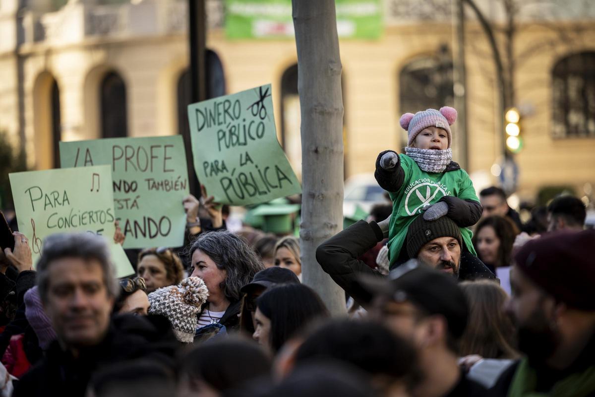Concentración en Zaragoza durante la huegla educativa de enero convocada por CGT.