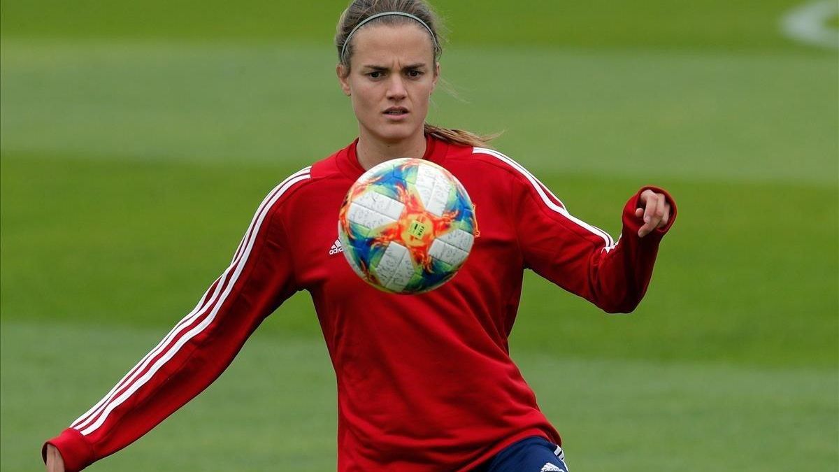 Irene Paredes, durante el entrenamiento posterior a la derrota ante Alemania en el Mundial de Francia 2019