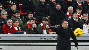 Xavi, en San Mamés durante el Athletic-Barça, que acabó en empate (0-0).