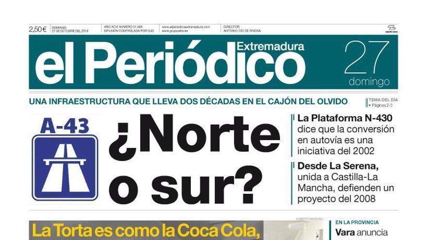 Esta es la portada de EL PERIÓDICO EXTREMADURA correspondiente al día 27 de octubre del 2019