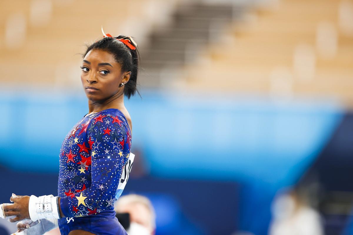 Simone Biles, en uno de los ejercicios.