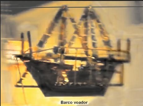 Un barco voador que formaba parte dun espectáculo pirotécnico.