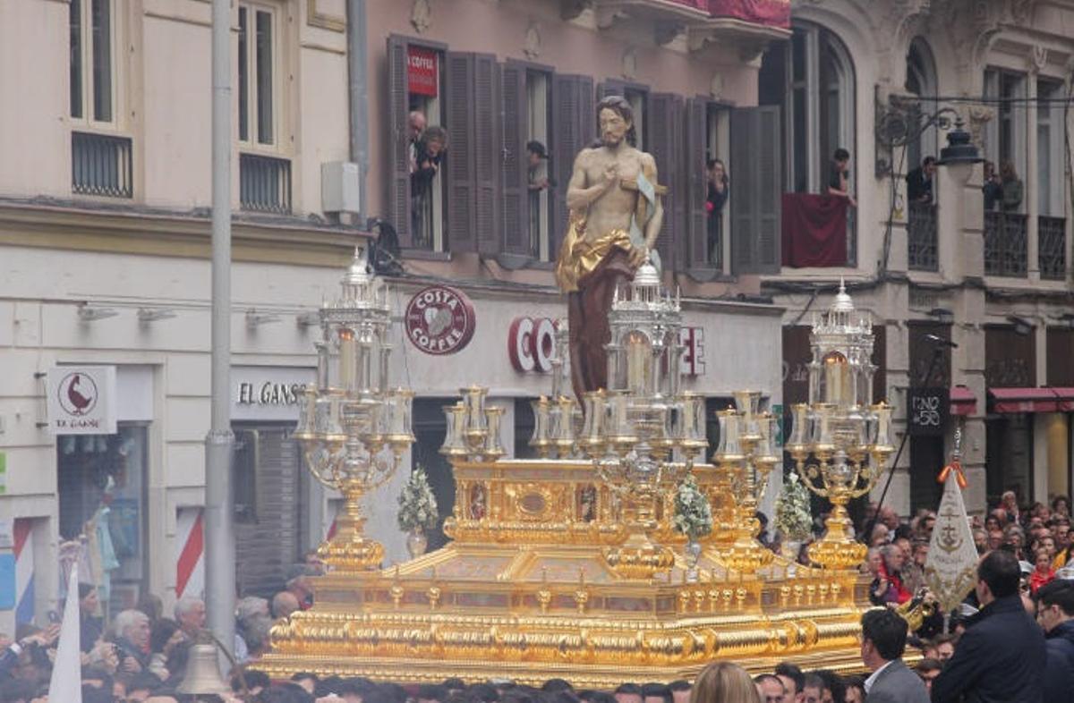 El Cristo Resucitado, titular de la Agrupación de Cofradías, el Domingo de Resurrección de 2019.