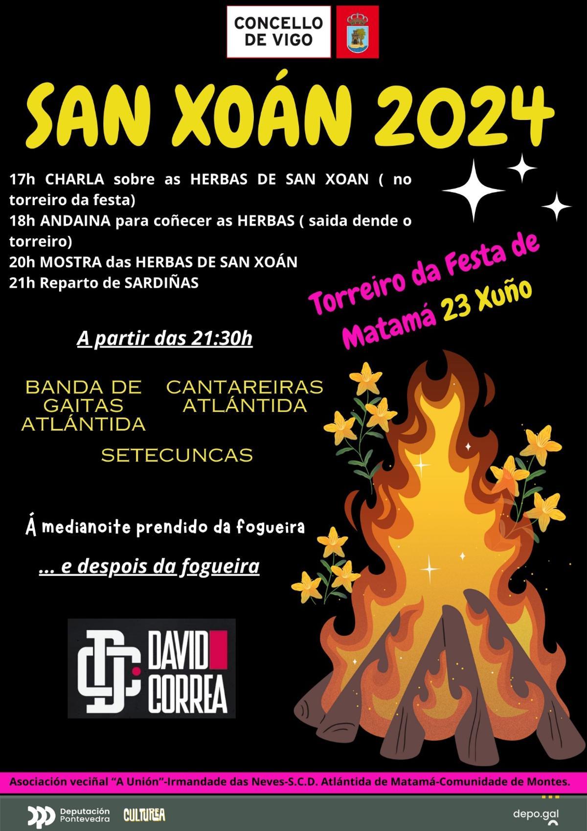 Hogueras de San Juan en Vigo 2024: programa de la fiesta en Matamá.