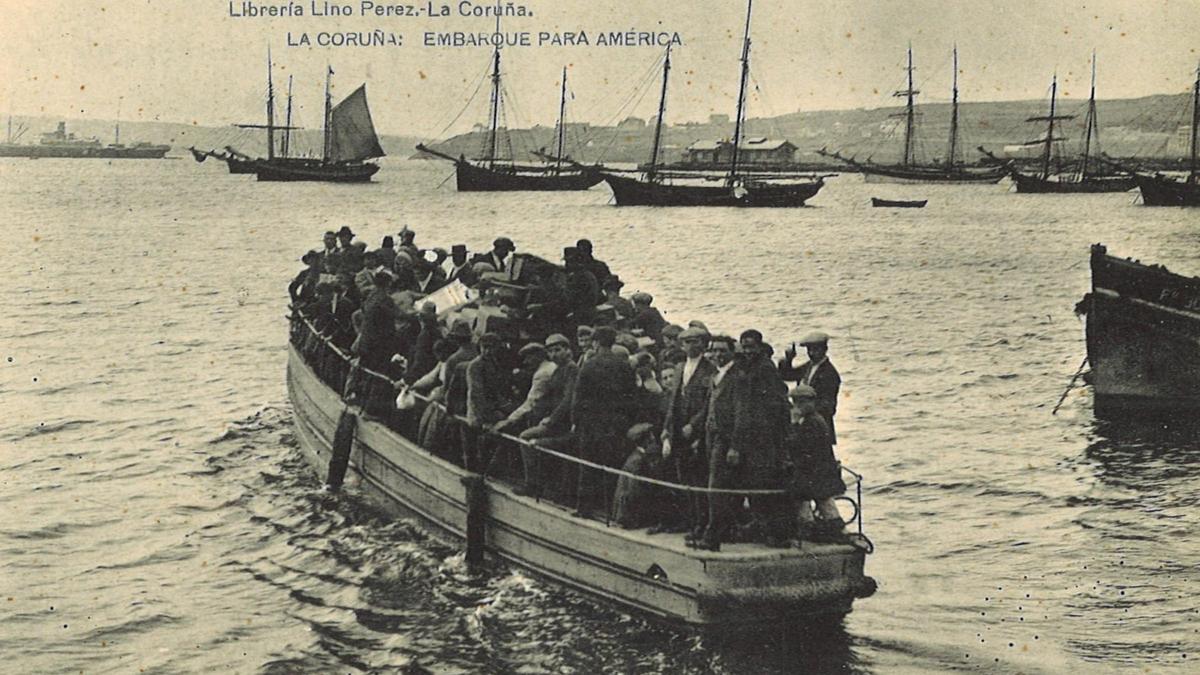 Embarque de emigrantes para América. A Coruña, hacia 1920. | Foto Centro de Estudios de la Emigración Castellana y Leonesa / UNED Zamora.SUPLEMENTO DOMINICAL 100 AÑOS DE LA COLONIA ZAMORANA DE CUBA