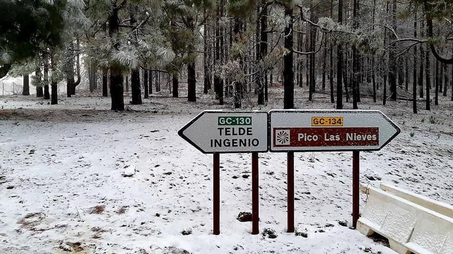 Nieva en la cumbre de Gran Canaria