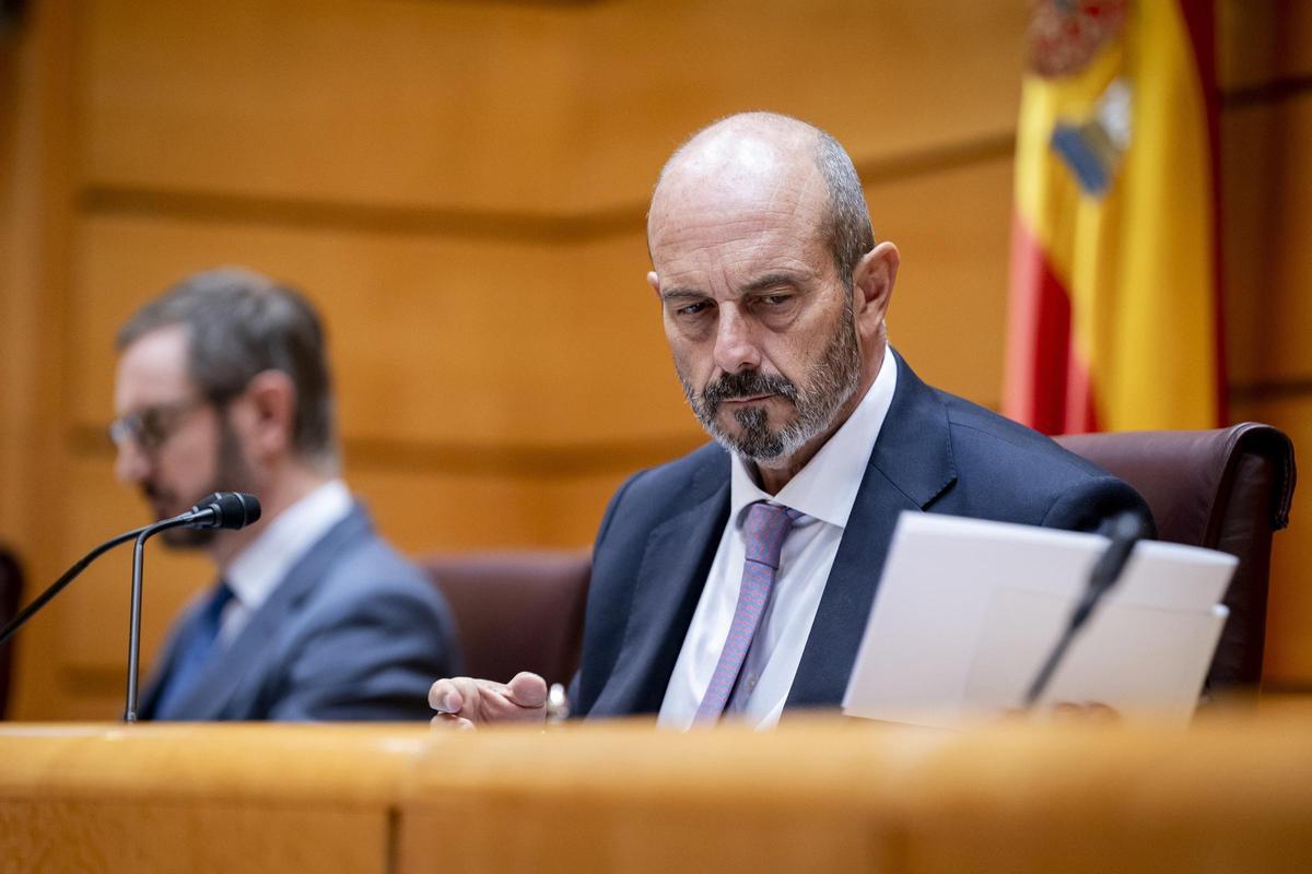 El presidente del Senado, Pedro Rollán, durante una sesión plenaria, a 4 de noviembre de 2025, en Madrid (España).