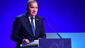 El primer ministro sueco, Stefan Lofven, durante su intervención en el Foro internacional sobre la Memoria del Holocausto.