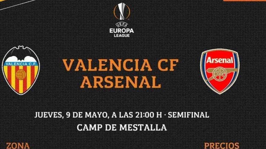 Precio de las entradas para el Valencia CF-Arsenal