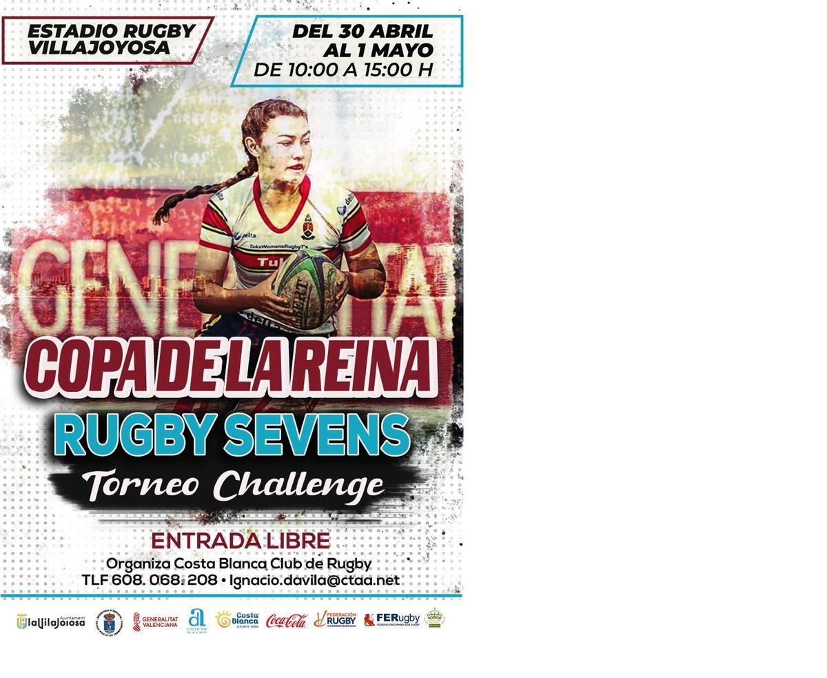 Cartel anunciador del  Torneo Challenge de la Copa de la Reina de Rugby Sevens femenino.