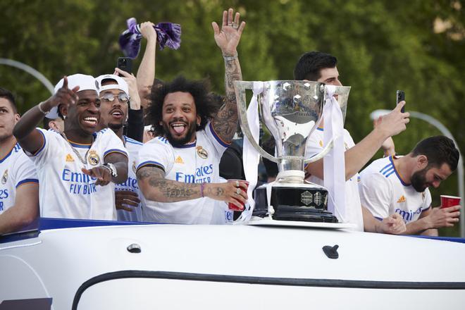 La celebración del 35º título de liga del Real Madrid