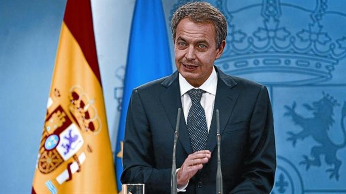 José Luis Rodríguez Zapatero, durante su declaración institucional en la Moncloa, ayer.