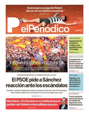 La portada de EL PERIÓDICO del 9 de junio de 2025