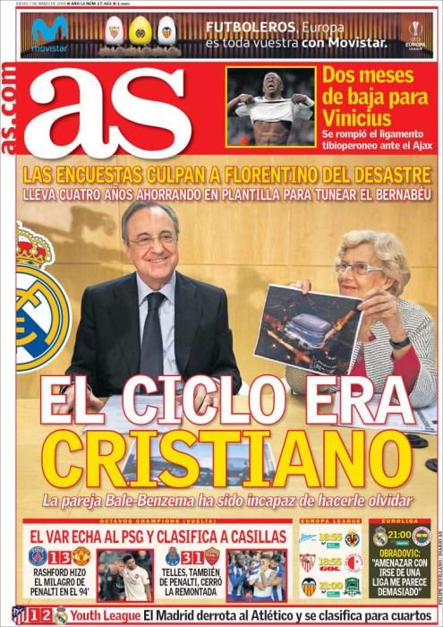 Portada AS jueves 7 de marzo de 2019.